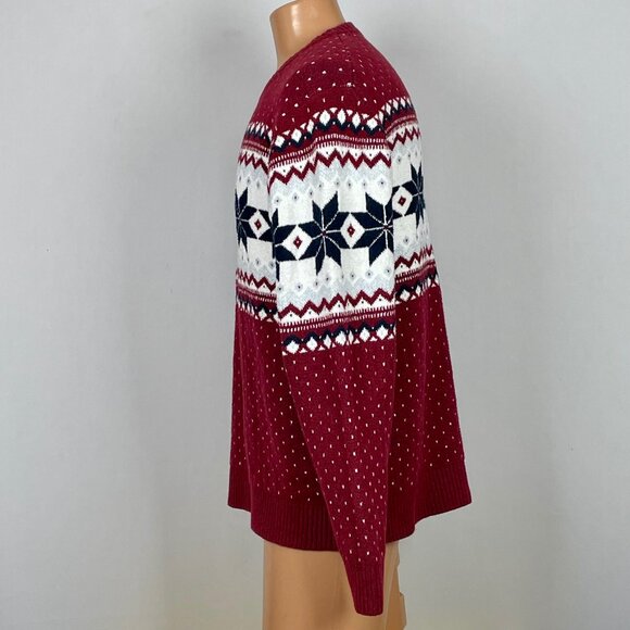 Old Navy Fair Isle Sweater Sz XL Red White Blue Nordic Snowflake Holiday Lodge - Picture 5 of 6